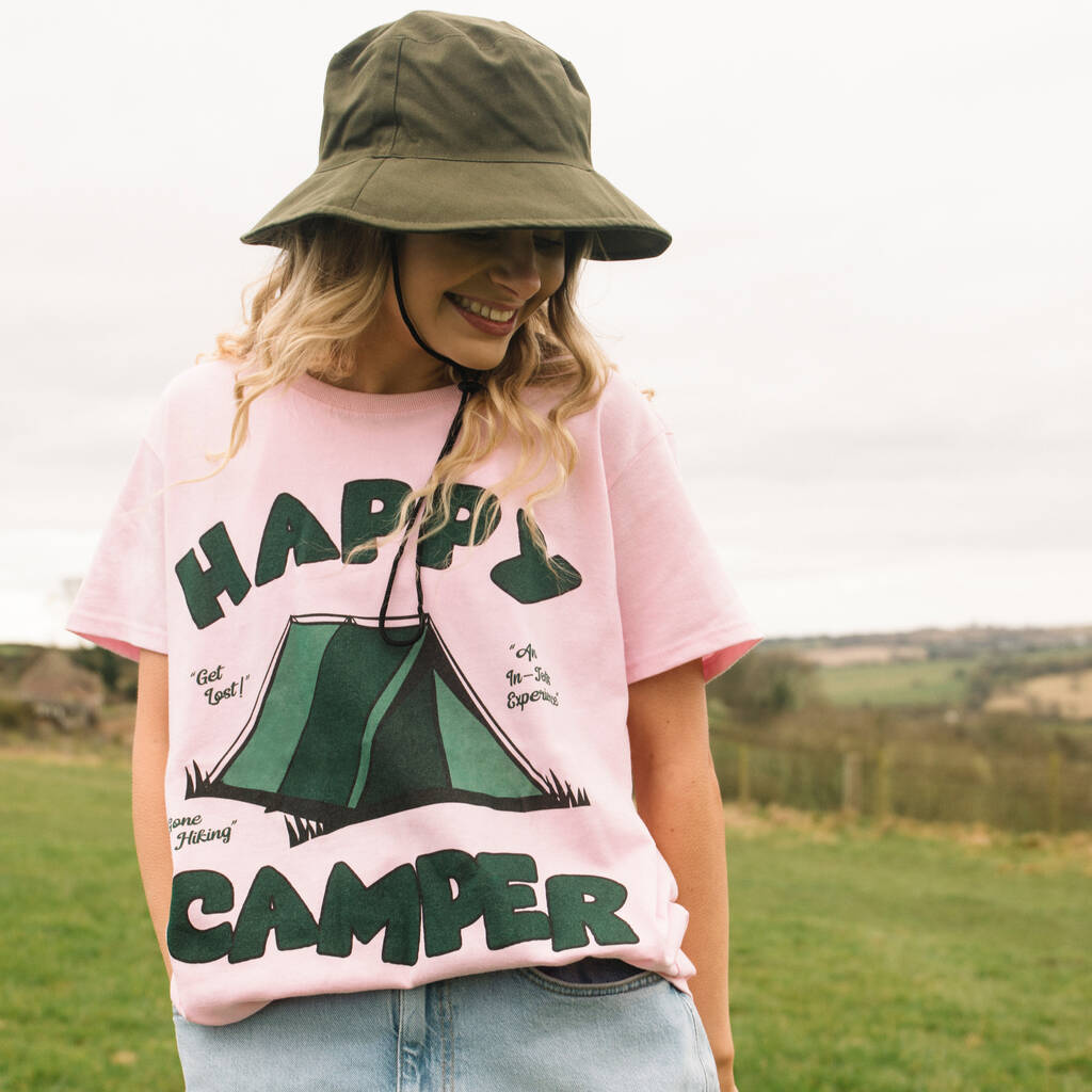 Happy Camper Women's Slogan T Shirt, 1 of 5