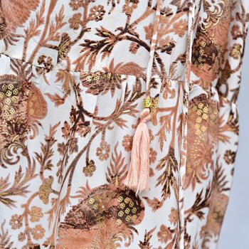 'Danica' Cream, Terracotta And Gold Floral Print Maxi Dress, 8 of 12