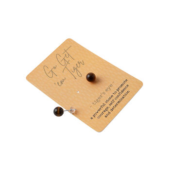 Just Smile Tiger's Eye Earrings On Gift Card, 2 of 3