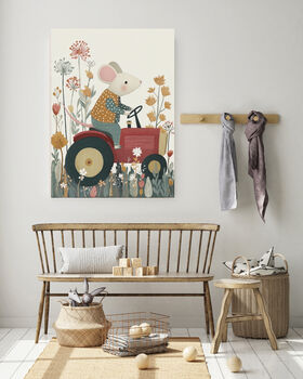 Farmer Mouse Tractor Nursery Art Print, 3 of 4