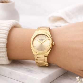 Cesca Doré Ladies Personalised Architect London Gold Watch, 3 of 4