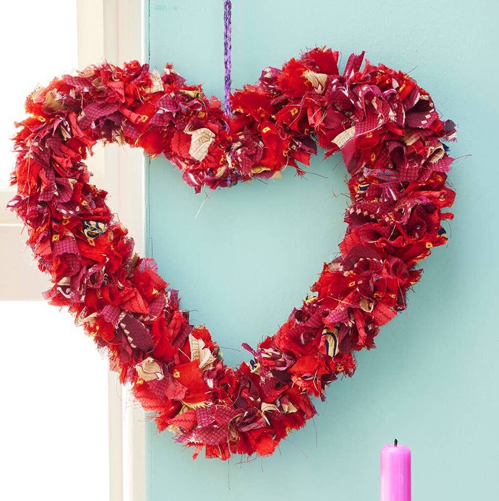 Recycled Fabric Heart Wreath, 1 of 2