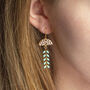 Enamel Leaf Chain Drop Earrings, thumbnail 1 of 8