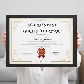Girlfriend Gifts Best Girlfriend Award Certificate, 5 of 6