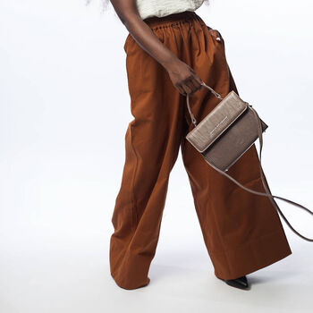 Nude Nappa Leather Crossbody Handbag With Strap, 3 of 5