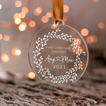 Personalised Acrylic First Christmas Together Ornament, 6 of 10