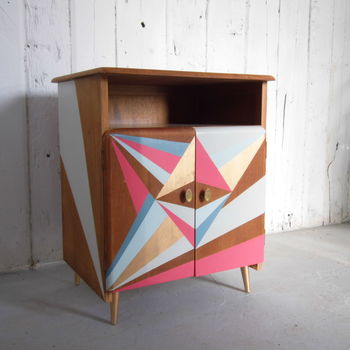 Geometric Painted Record Cabinet, 5 of 7