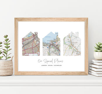 Personalised Three Favourite UK Locations Map Print, 4 of 9
