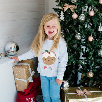 Personalised Kids Little Pudding Christmas Jumper, 2 of 3