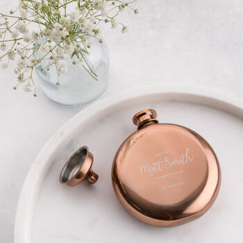 Personalised Engraved Wedding Copper Hip Flask, 5 of 5