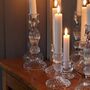 Clear Pressed Harlequin Glass Dinner Candlestick, thumbnail 1 of 9
