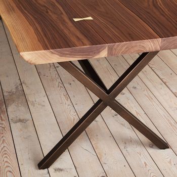 Chelsea X Shaped Live Edge Walnut Dining Table, 3 of 4