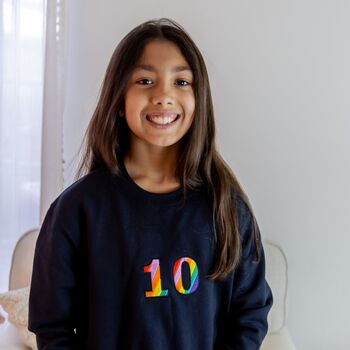 Navy Kids Rainbow Age Embroidered Sweatshirt, 2 of 4