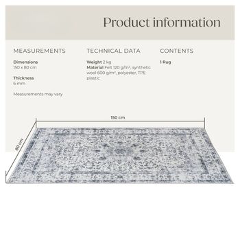 Washable Rug Living Room Carpet Oriental Short Pile Rug, 8 of 12