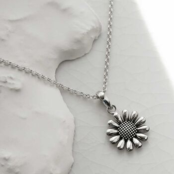 Sterling Silver Oxidised Delicate Daisy Necklace, 4 of 8