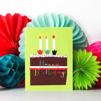 Mini Green Happy Birthday Cake Card, 3 of 4