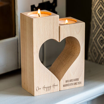 Personalised Heart Candle Set New Home Gift, 3 of 3