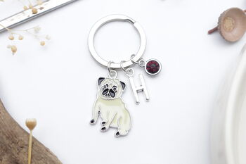 Pug Personalised Keyring Dog Owner Gift, 2 of 11
