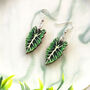 Bright Alocasia Leaf Plant Earrings, thumbnail 1 of 12