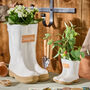 Personalised White Welly Boots Planters, thumbnail 1 of 7