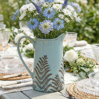 Personalised Blue Fern Ceramic Pitcher, 3 of 10