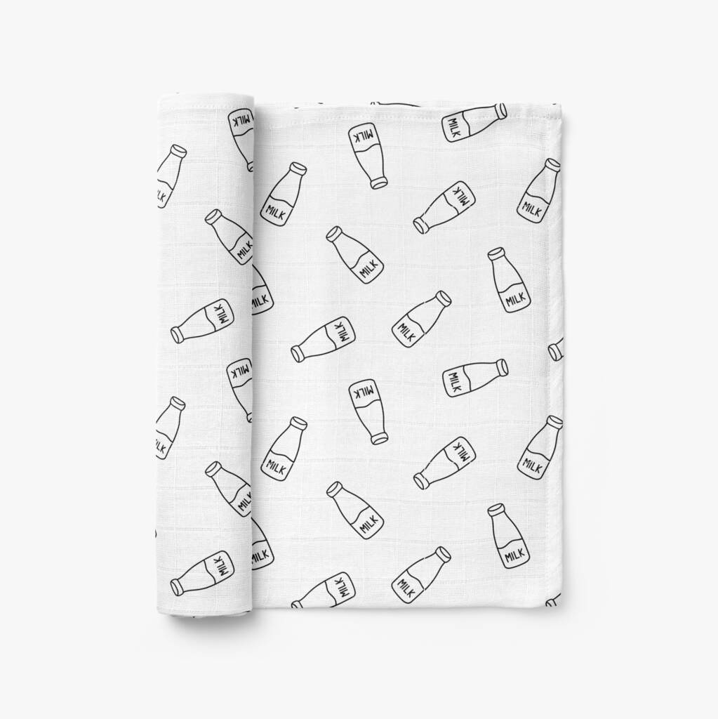 Luxury Milk Bottle Organic Bamboo Muslin Swaddle Blanket, 1 of 2