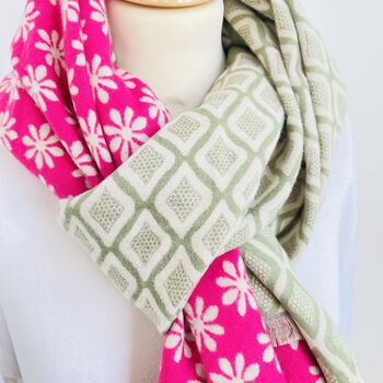 Pink And Green Reversible Super Soft Scarf, 3 of 5