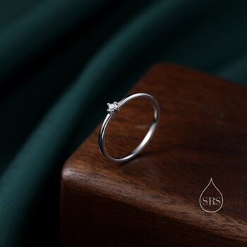 Extra Tiny Cz Ring In Sterling Silver, 4 of 10