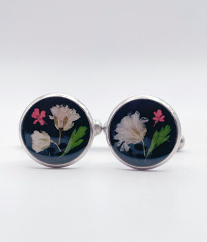 Cufflinks With Baby's Breath And Red Flowers, 5 of 12