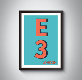 E3 Tower Hamlets, Newham London Postcode Print, 4 of 10