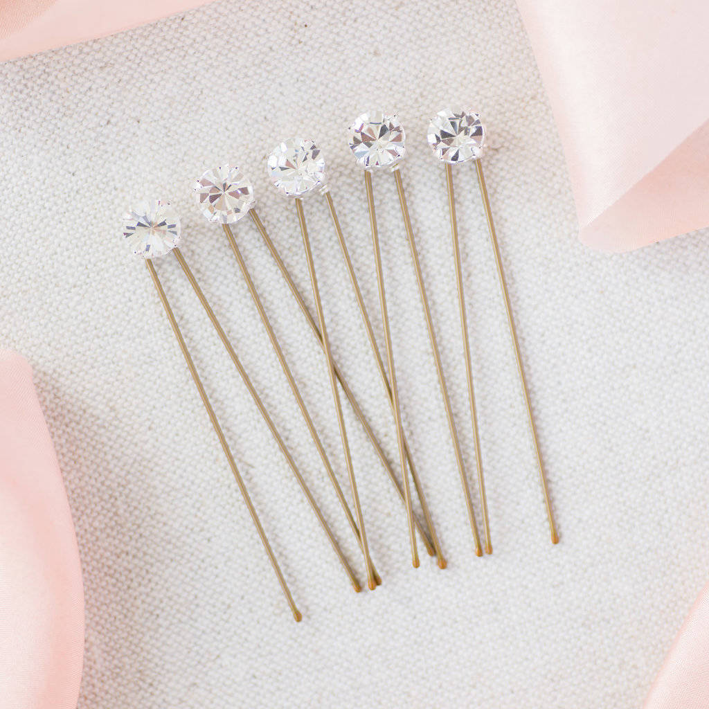 Set Of Five Diamante Wedding Hairpins, 1 of 6