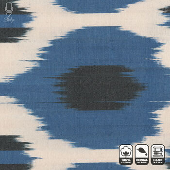 Bohemian Blue, Black And Beige Ikat Cushion Cover, 2 of 6