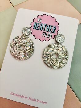 CD Statement Earrings / 90s Nostalgia Mixtape Gift / Holographic Music Jewellery / Gift For Music Lovers, 2 of 6
