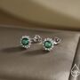 Sterling Silver Emerald Flower Stud Earrings, thumbnail 1 of 12