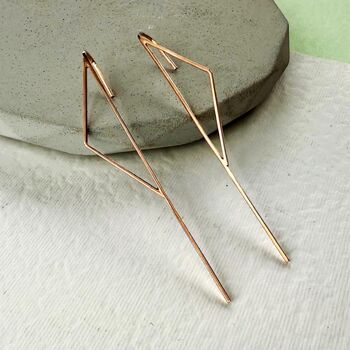 Oxidised Silver Gothic Triangle Ear Climber Earring, 6 of 7