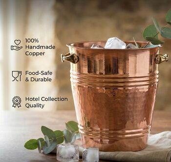 Handmade Solid Copper Ice Bucket And Beverage Pot, 3 of 3