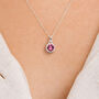 Sterling Silver October Pink Tourmaline Birthstone Necklace, thumbnail 1 of 11