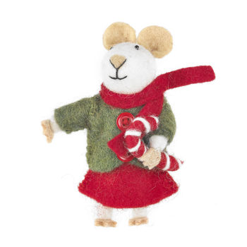 Christmas Mouse Fair Trade Handmade Animal Felt, 2 of 10