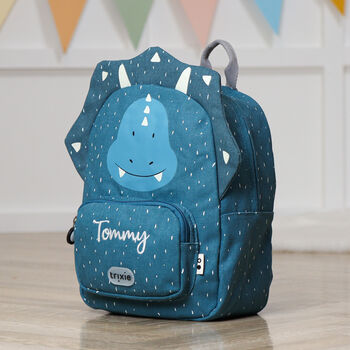 Personalised Trixie Triceratops Backpack For Nursery, School, Holiday, 2 of 7