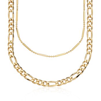 Layered Necklace Set, Bamboo Choker And Figaro Chain, 4 of 7