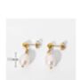 Chunky Thick Gold Plated Freshwater Drop Earrings, thumbnail 3 of 4