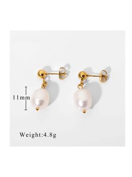 Chunky Thick Gold Plated Freshwater Drop Earrings, 3 of 4