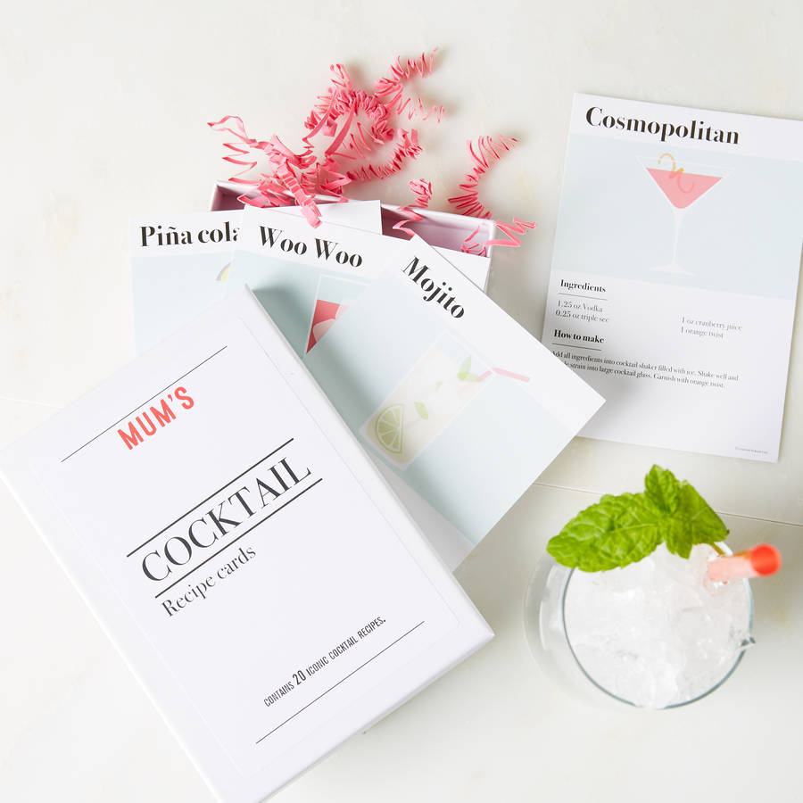Personalised Cocktail Recipe Postcard Gift Box Set By coconutgrass