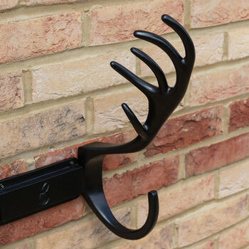 Stag Antlers Hose Pipe Holder Black Finish, 4 of 5