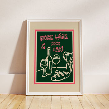 More Wine And Chat Illustrated Wine Print, 8 of 11