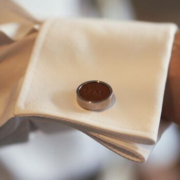 Personalised Leather And Stainless Steel Cufflinks, 2 of 7