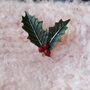 Holly With Berries Christmas Brooch, thumbnail 2 of 5