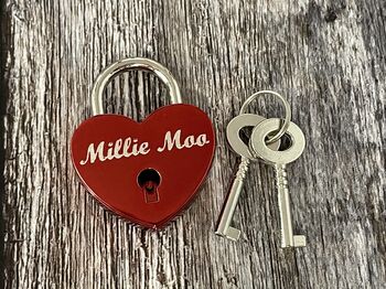 Personalised Red Heart Padlock Dog Tag, 6 of 7