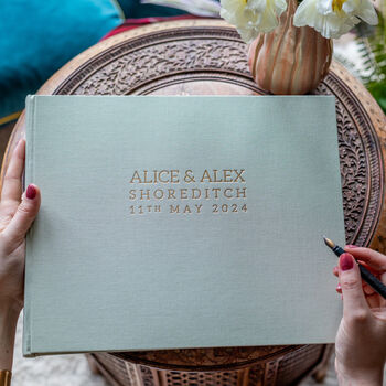 Decadent And Large Luxury Linen Guest Book, 2 of 9