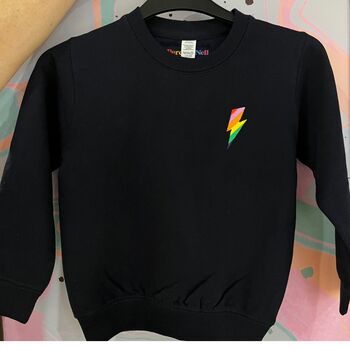 Baby Pink Kids Embroidered Lightning Bolt Sweatshirt, 4 of 5